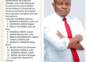 ‎RDC:  15 candidats bénéficieront de la bourse d&rsquo;études dénommée »Jean-Paul Waitswalo »