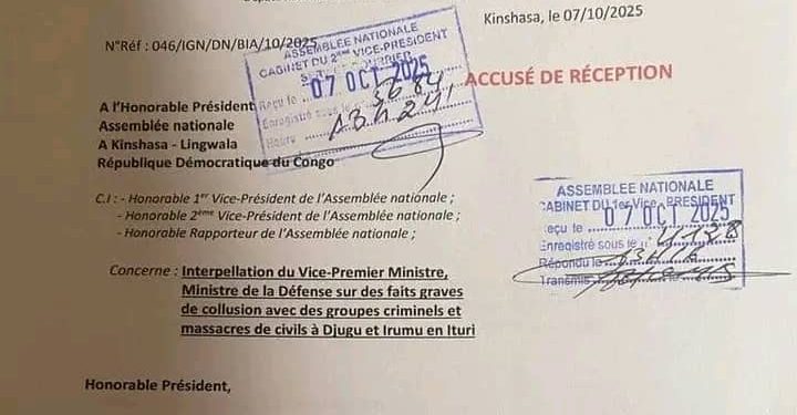 Recrudescence de l&rsquo;insécurité en ituri:Le député national Gratien Iracan interpelle le vice-premier ministre de la défense