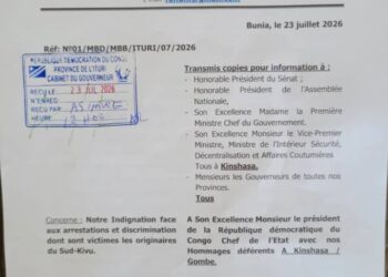 Ituri : une association des ressortissants du Sud-Kivu dénonce des arrestations arbitraires et saisit le président Félix Tshisekedi