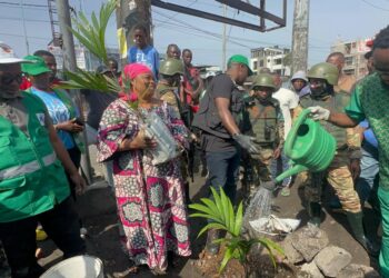Salongo à Goma: Atosha Francine, Ir agronome explique à la population de l’avenue Itebero, les techniques de protection d’arbres plantés