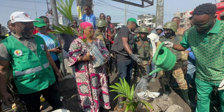 Salongo à Goma: Atosha Francine, Ir agronome explique à la population de l’avenue Itebero, les techniques de protection d’arbres plantés