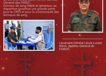 Tragique disparition du Général Likula : Le CNTS-RDC salue la mémoire d&rsquo;un grand donneur de sang et l&rsquo;engagement des militaires